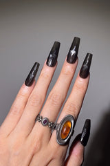 Full Set Natural Black Obsidian Nails (10pc)