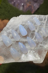 Full set natural blue chalcedony nails (10pc)