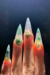 Full set Natural Moss Agate Nails (10pc)
