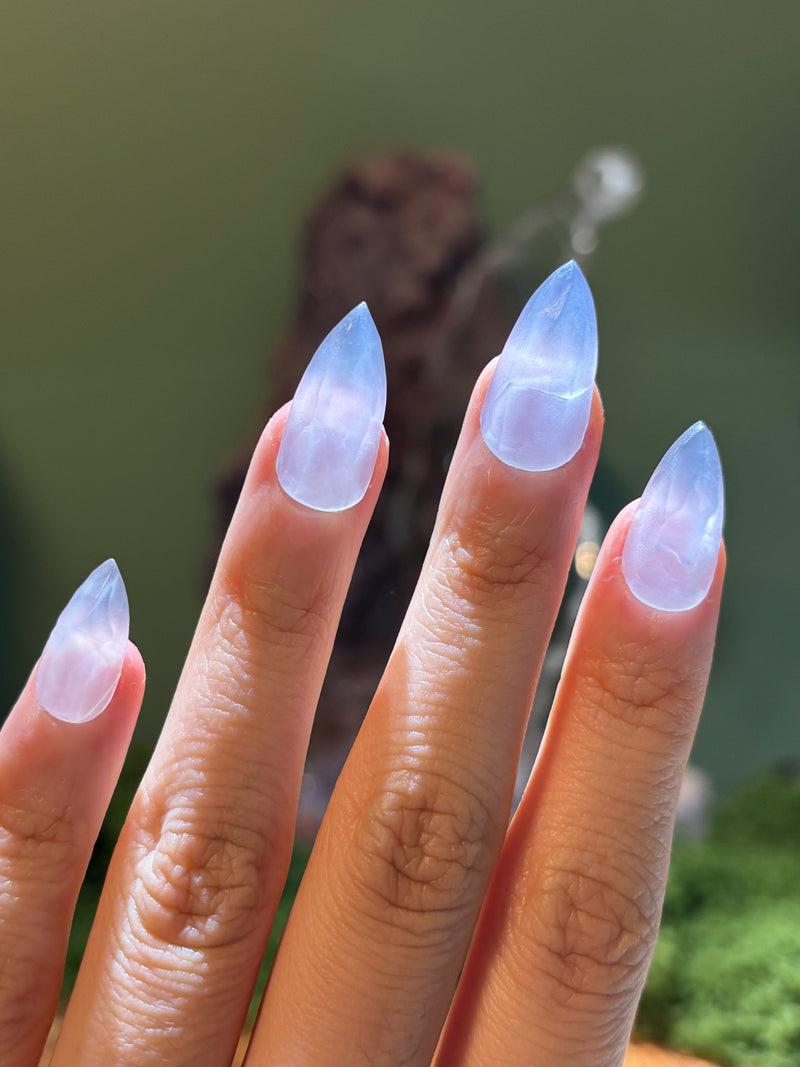 Natural Blue Chalcedony Nail