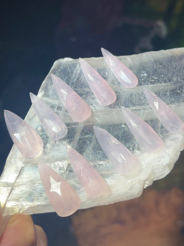 Natural Rose Quartz Nails