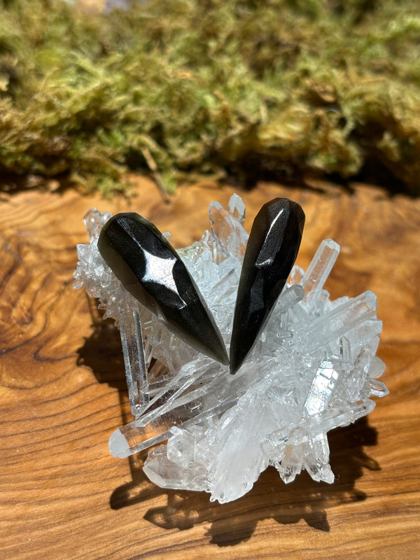 Natural Black Obsidian Nails