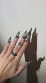 Full set Natural Moss Agate Nails (10pc)